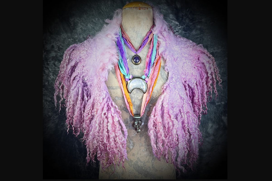 Spellbound & Sunlit: Summer 2025 Crystal Jewelry Trends to Express Your Spirit, layering crystal necklaces in bright colorful recycled silk