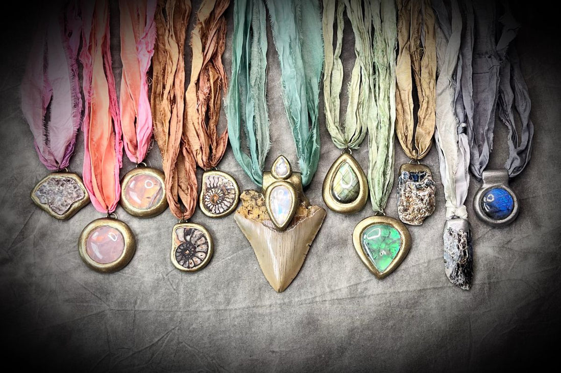 Pride Festival Month 2025 crystal healing jewelry collection on recycled silk for sustainable pride!
