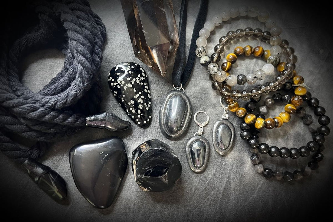 Crystal bracelets, necklaces, earrings and accessories for protection and grounding