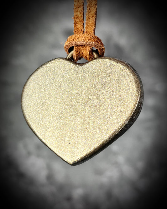 Rose Quartz crystal heart pendant necklace in gold finish on soft brown leather cord — romantic handmade crystal jewelry gift for her.