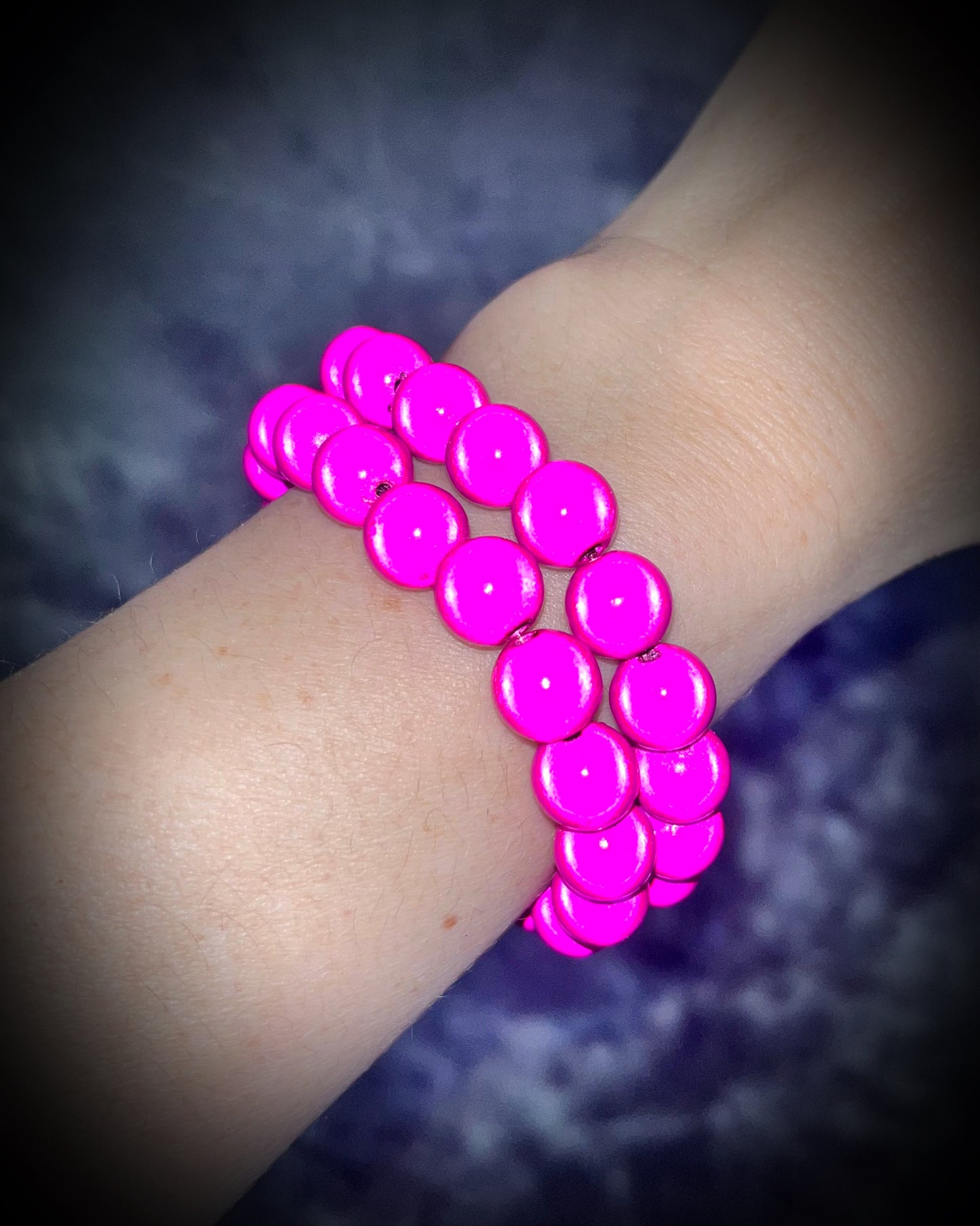 Colorful Eclipse bracelets from Become Spellbound! Magical illusion bracelets for stacking, parties, summer jewelry, festivals, raves, travel jewelry and more! Gift for her, magenta pink beaded bracelet.