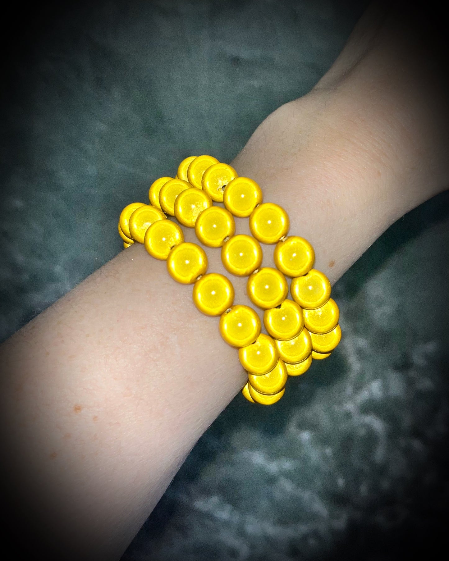 Colorful Eclipse bracelets from Become Spellbound! Magical illusion bracelets for stacking, parties, summer jewelry, festivals, raves, travel jewelry and more! Gift for her, yellow beaded bracelet.