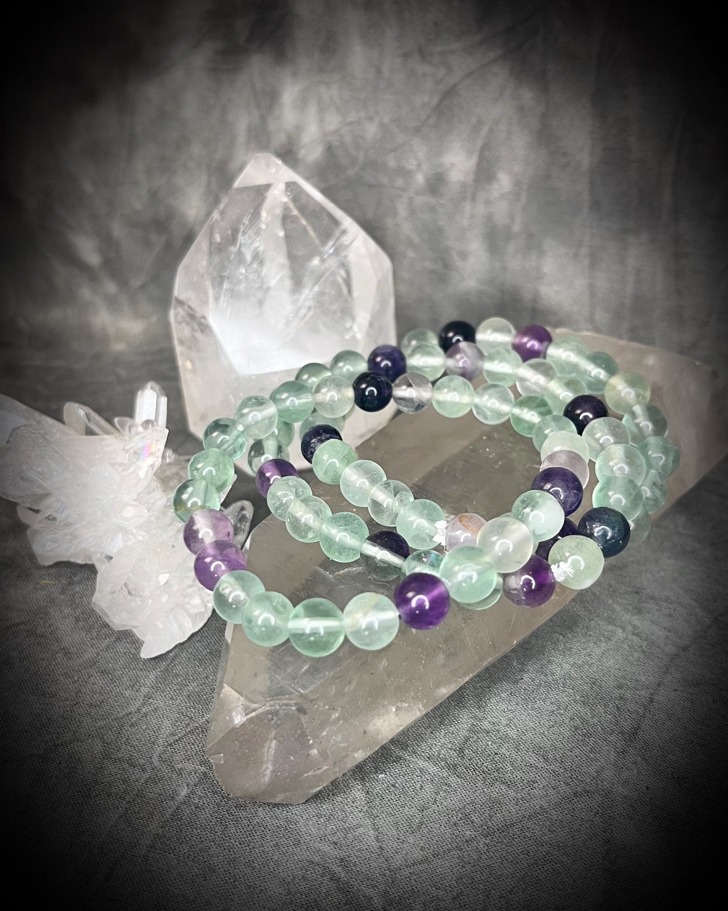 Raw stone, natural crystal healing beaded bracelets for protection, grounding, emf shielding and gemstone magic!  Crystal stacking bracelets for modern maximalism and dopamine dressing!
