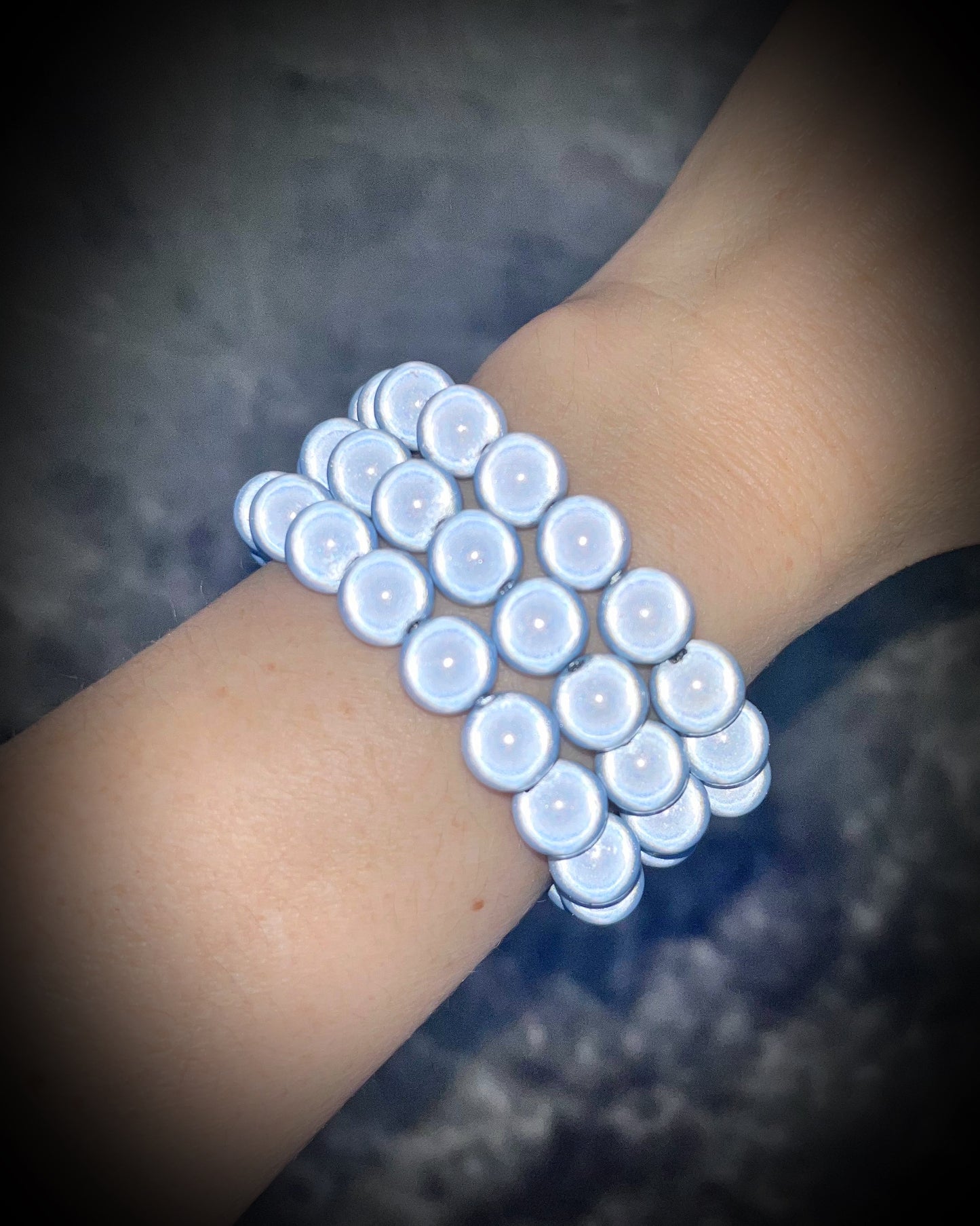 Colorful Eclipse bracelets from Become Spellbound! Magical illusion bracelets for stacking, parties, summer jewelry, festivals, raves, travel jewelry and more! Gift for her, paste blue beaded bracelet.