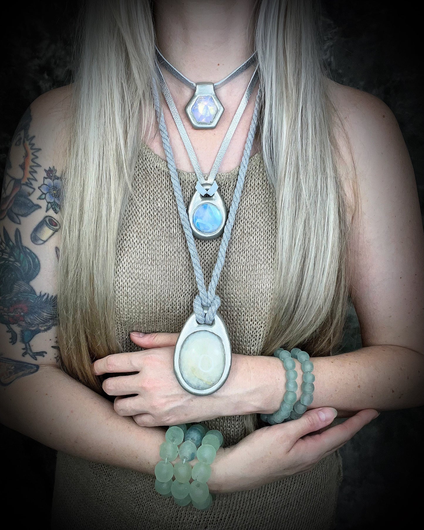 Pre-Order! Quartz Gemstone Opalescent Dreams Handmade Crystal Healing Spiritual Talisman in Silver