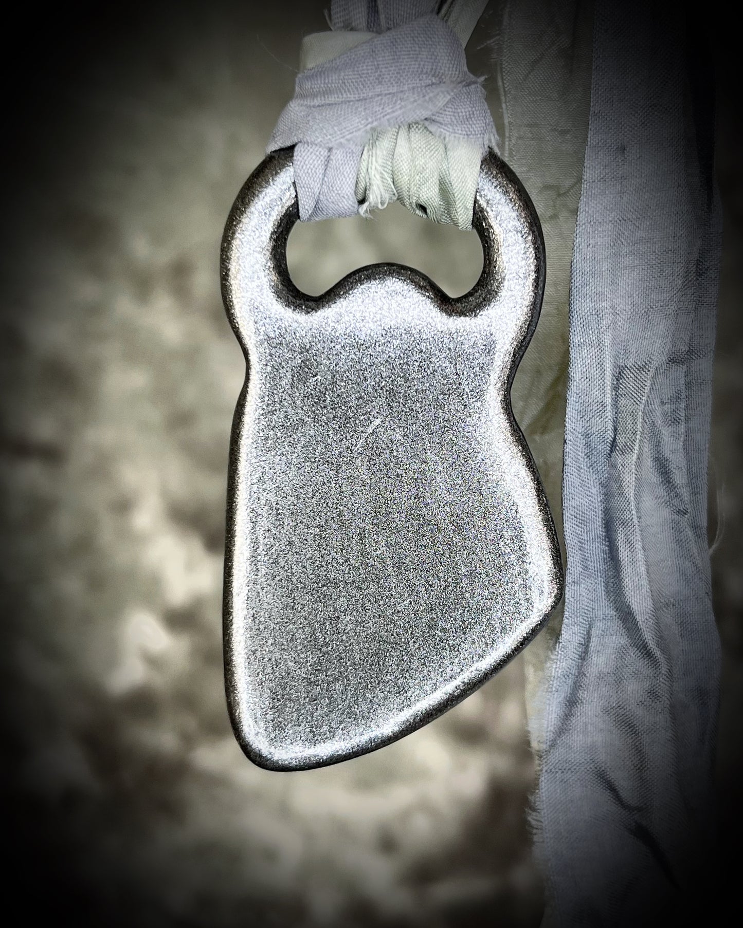 Ammolite pendant on silver recycled silks in a gunmetal silver finish. Handmade ammolite jewelry gift for her.