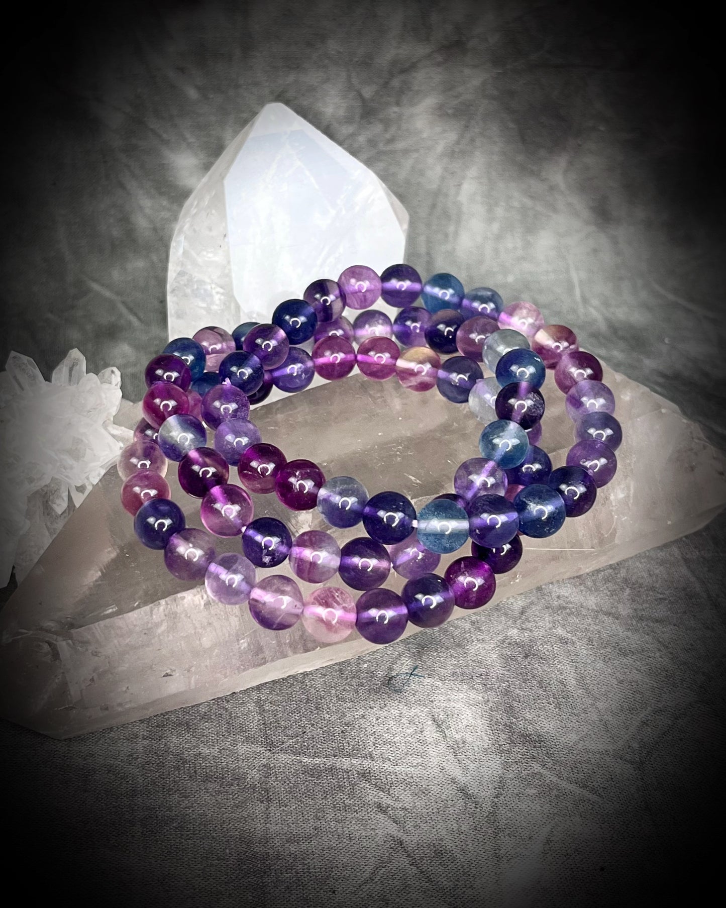Raw stone, natural crystal healing beaded bracelets for protection, grounding, emf shielding and gemstone magic!  Crystal stacking bracelets for modern maximalism and dopamine dressing!