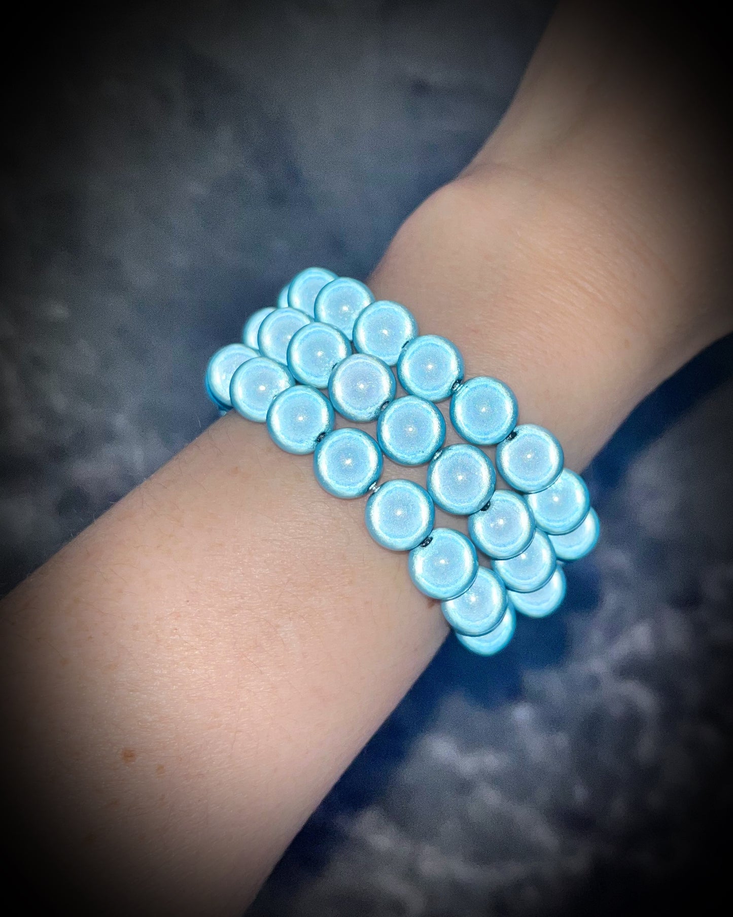 Colorful Eclipse bracelets from Become Spellbound! Magical illusion bracelets for stacking, parties, summer jewelry, festivals, raves, travel jewelry and more! Gift for her, aqua turquoise beaded bracelet.
