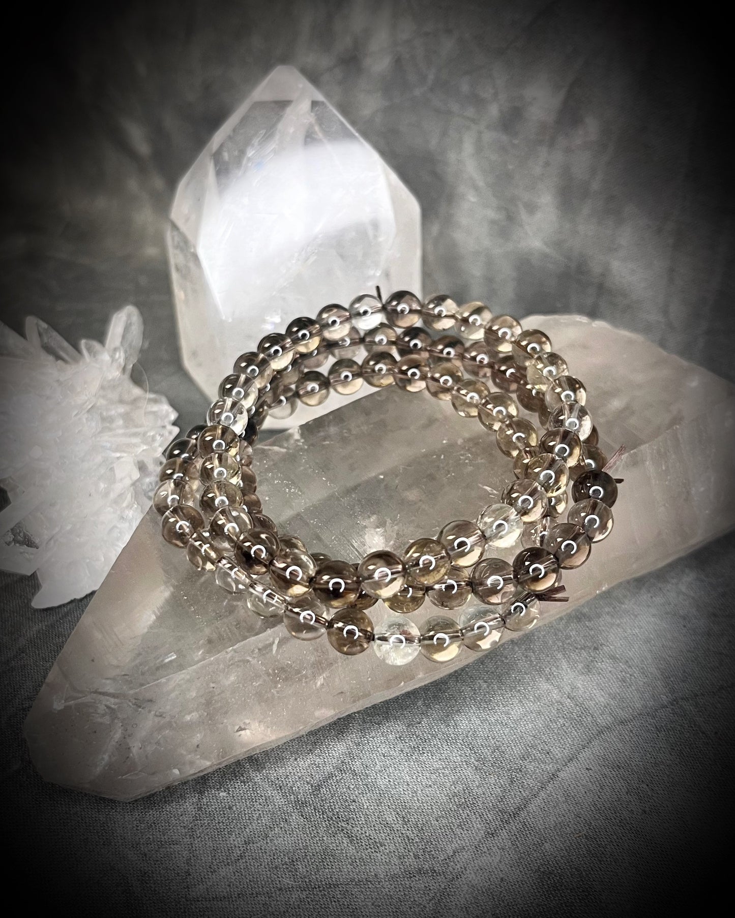 Raw stone, natural crystal healing beaded bracelets for protection, grounding, emf shielding and gemstone magic!  Crystal stacking bracelets for modern maximalism and dopamine dressing!