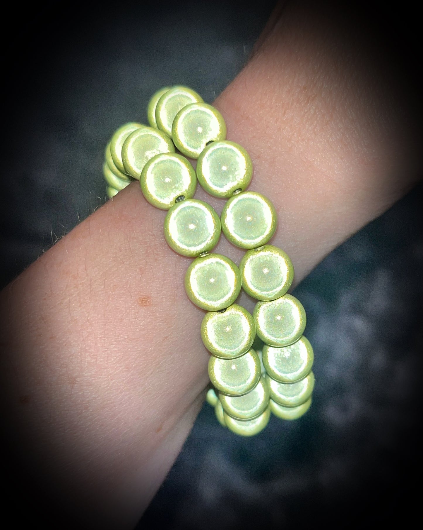 Colorful Eclipse bracelets from Become Spellbound! Magical illusion bracelets for stacking, parties, summer jewelry, festivals, raves, travel jewelry and more! Gift for her, neon lime beaded bracelet