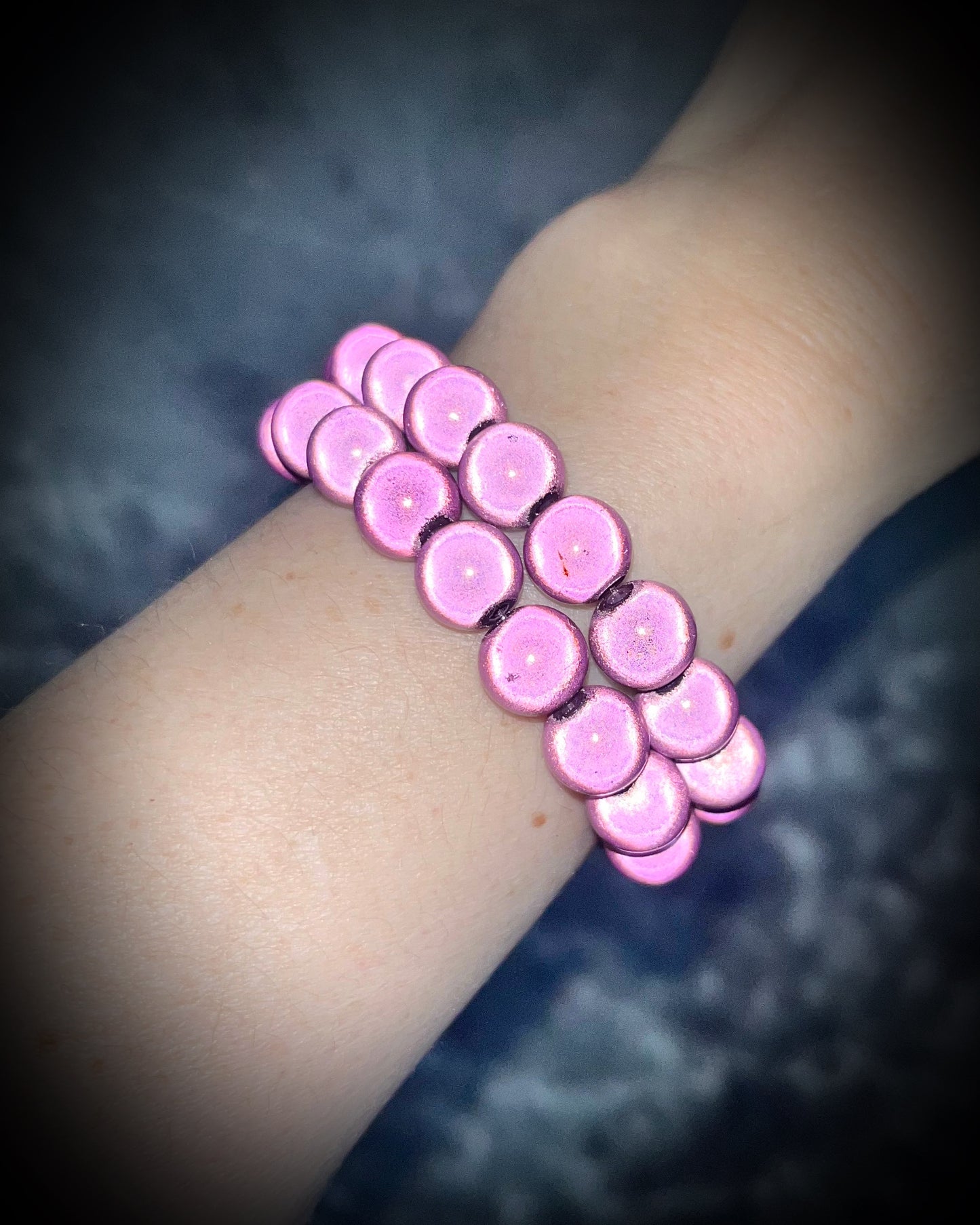 Colorful Eclipse bracelets from Become Spellbound! Magical illusion bracelets for stacking, parties, summer jewelry, festivals, raves, travel jewelry and more! Gift for her, lilac purple beaded bracelet.