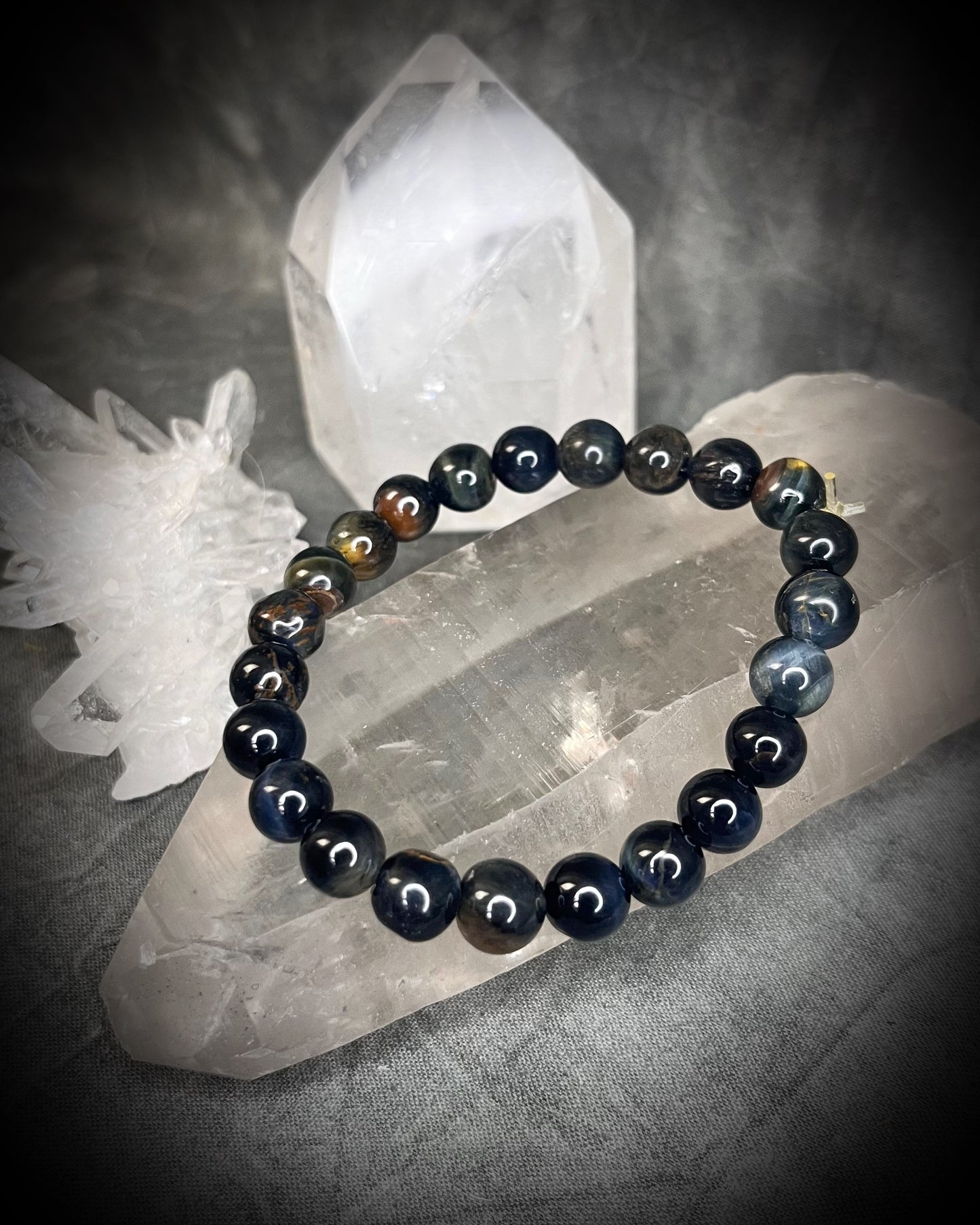 Raw stone, natural crystal healing beaded bracelets for protection, grounding, emf shielding and gemstone magic!  Crystal stacking bracelets for modern maximalism and dopamine dressing!