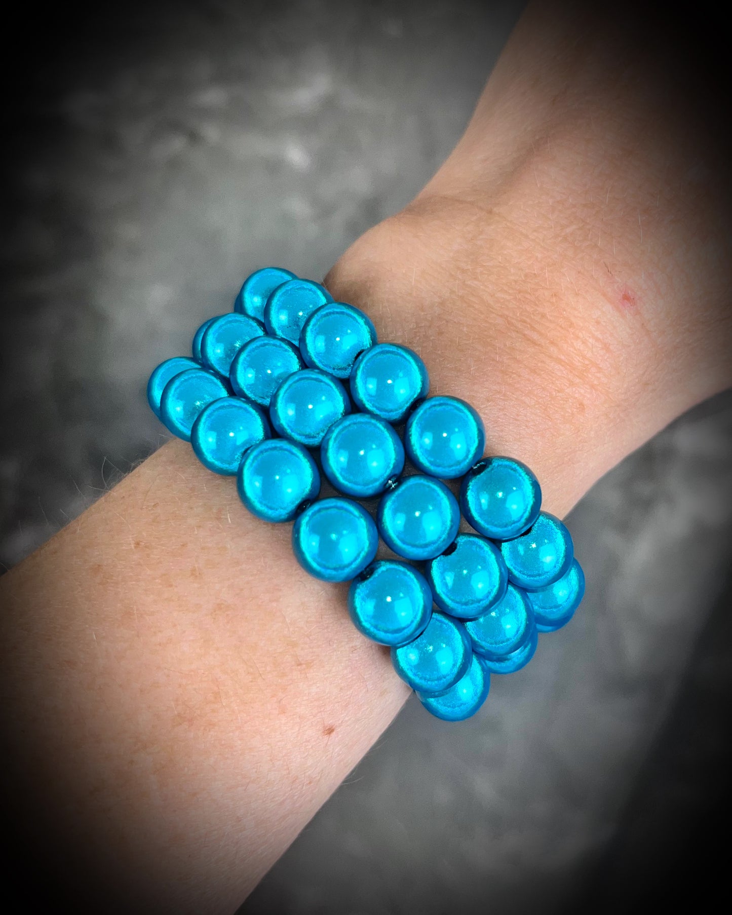 Colorful Eclipse bracelets from Become Spellbound! Magical illusion bracelets for stacking, parties, summer jewelry, festivals, raves, travel jewelry and more! Gift for her, turquoise blue beaded bracelet.
