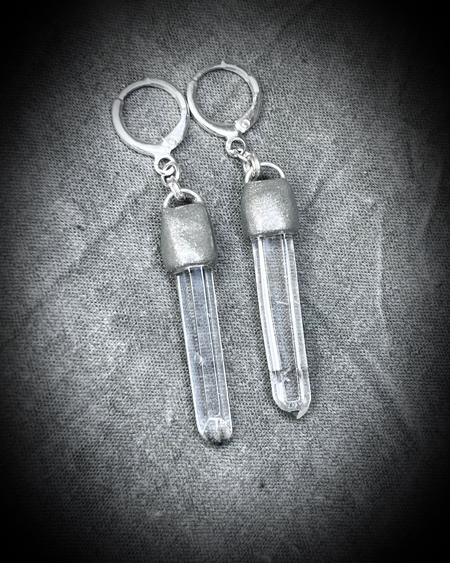 Sterling silver dangle earrings, handmade quartz crystal gemstone earrings, holiday gift for her, made in the USA.