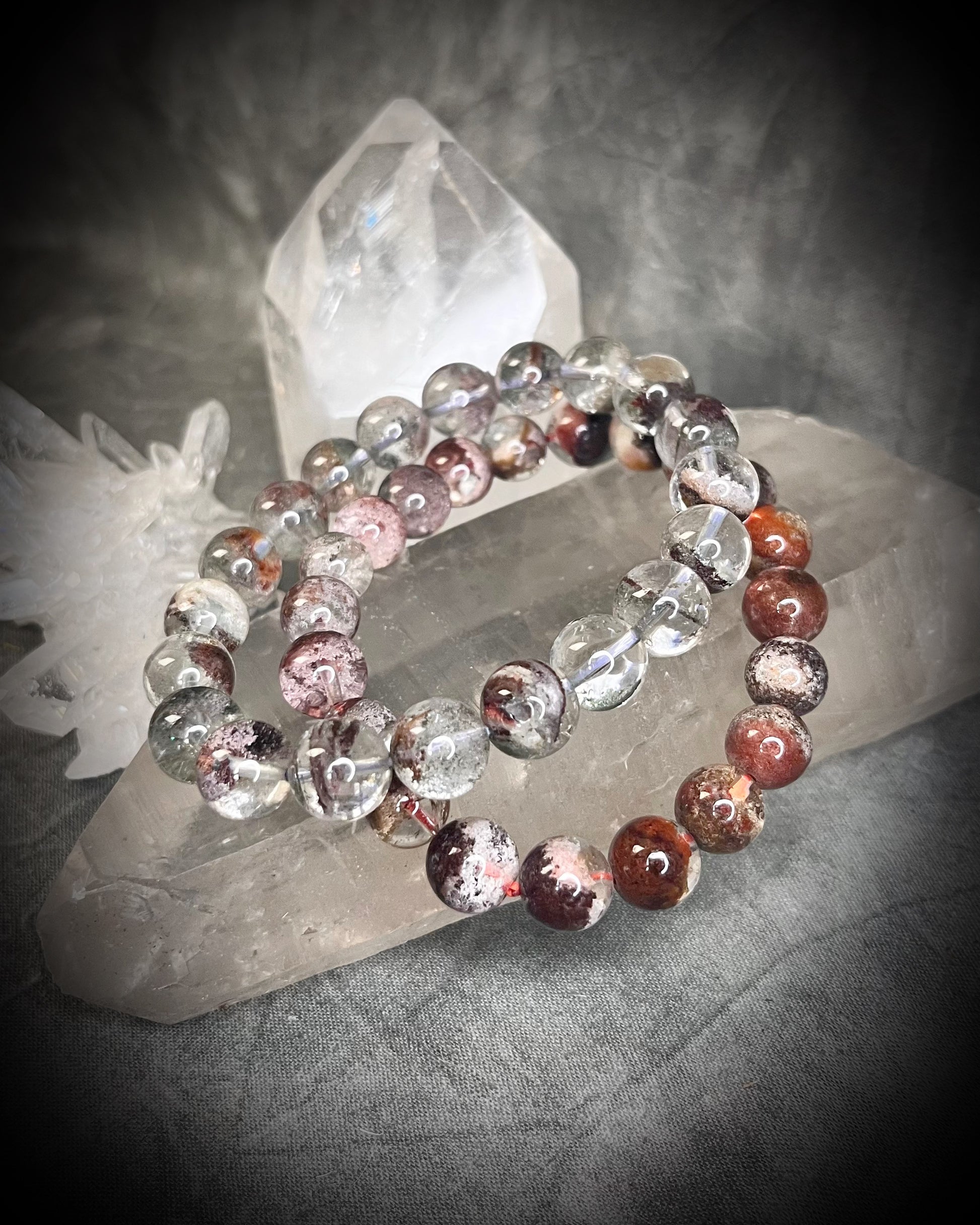 Raw stone, natural crystal healing beaded bracelets for protection, grounding, emf shielding and gemstone magic!  Crystal stacking bracelets for modern maximalism and dopamine dressing!