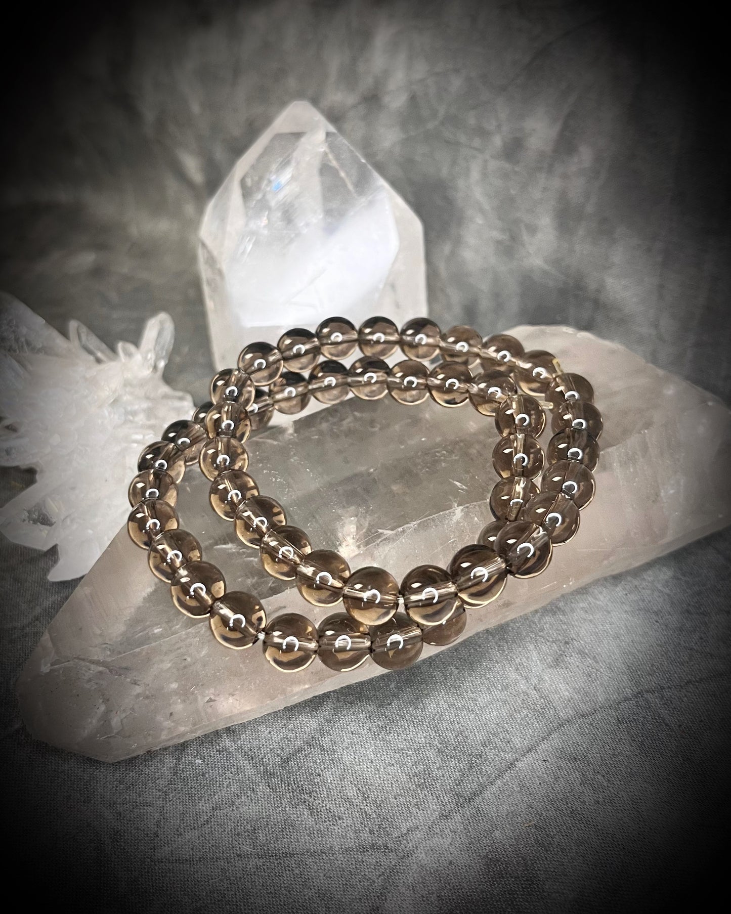 Raw stone, natural crystal healing beaded bracelets for protection, grounding, emf shielding and gemstone magic!  Crystal stacking bracelets for modern maximalism and dopamine dressing!