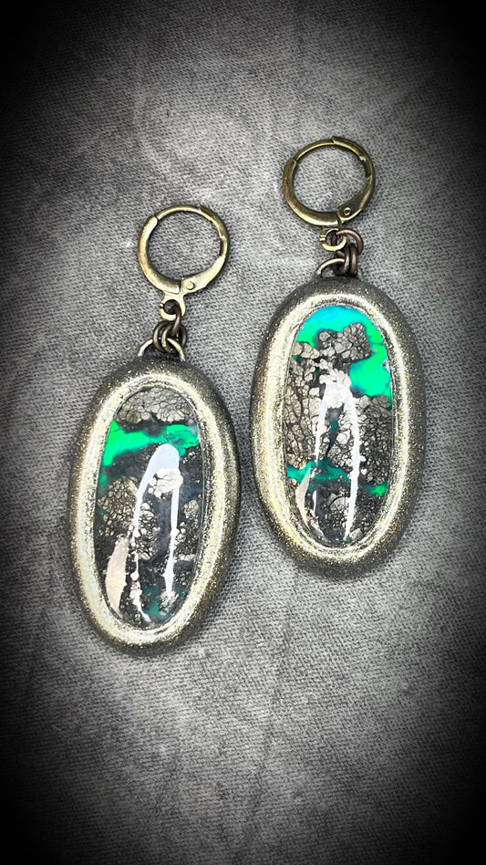 Blue Lagoon mermaid crystal healing marcasite agate earrings. Crystal dangle earrings in a gold finish, best holiday gift for her!