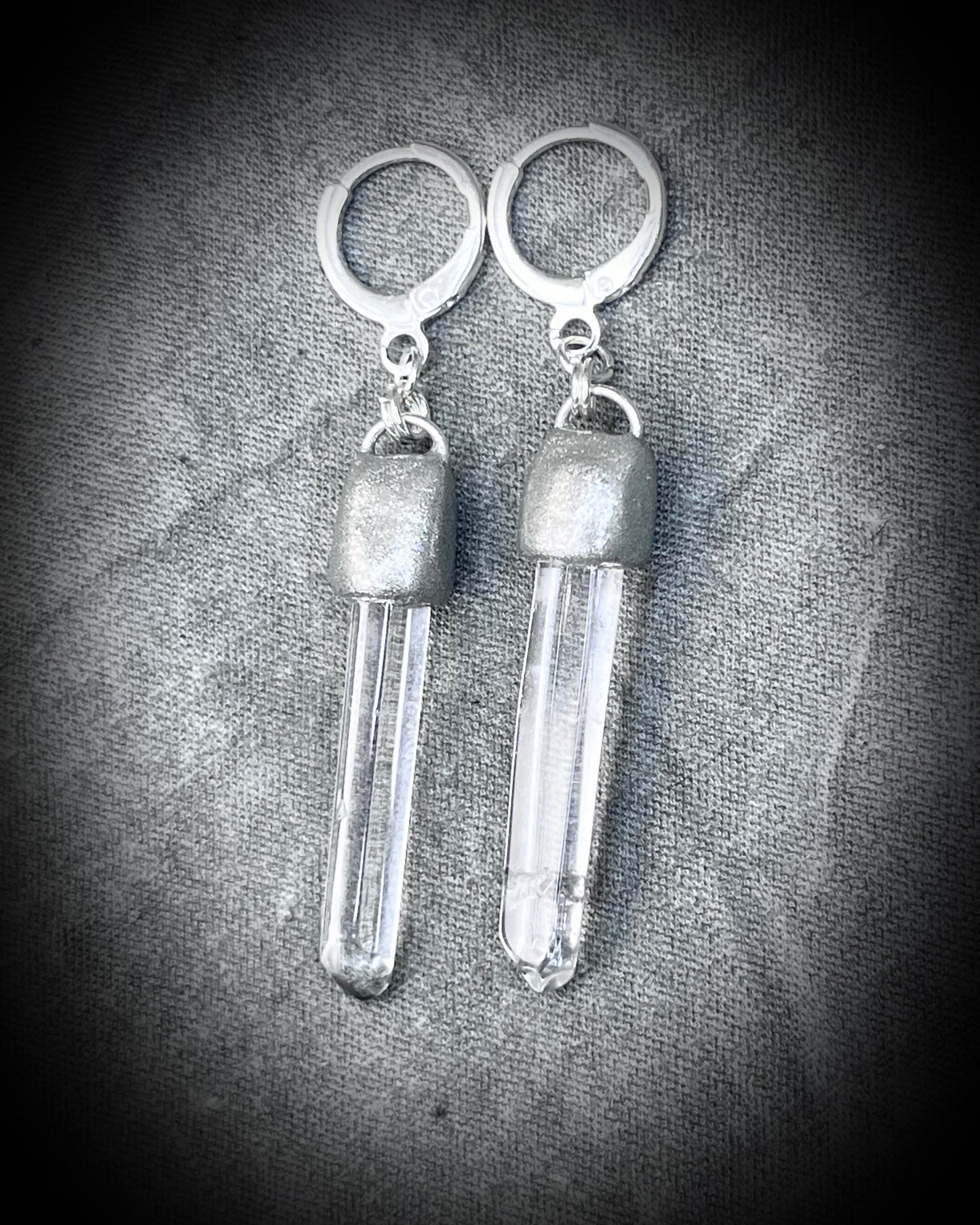 Sterling silver dangle earrings, handmade quartz crystal gemstone earrings, holiday gift for her, made in the USA.