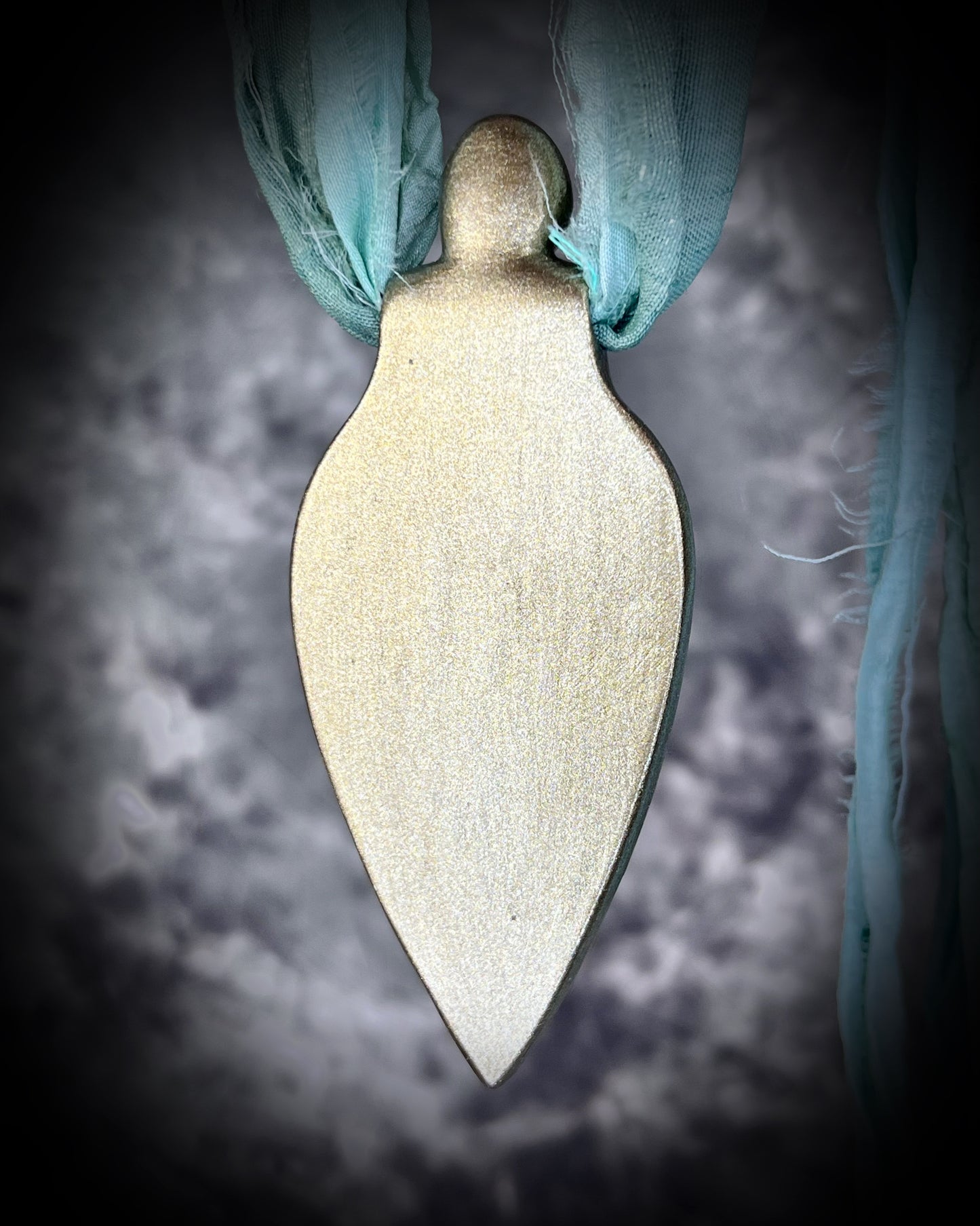 Labradorite and opal gemstone handmade crystal healing talisman on aqua recycled silks. Boho summer festival jewelry for the modern goddess.