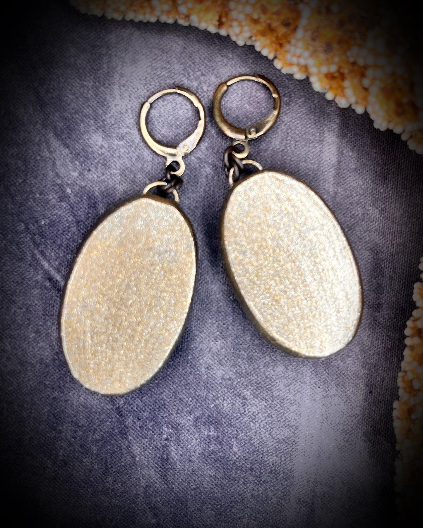 Marcasite Agate blue lagoon handmade gold oval earrings, handmade crystal mermaid earrings on brass hypoallergenic hooks.