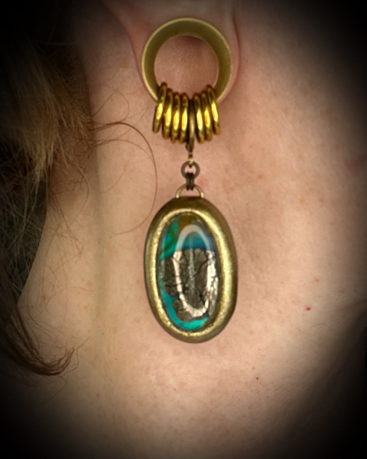 Marcasite Agate blue lagoon handmade gold oval earrings, handmade crystal mermaid earrings on brass hypoallergenic hooks.