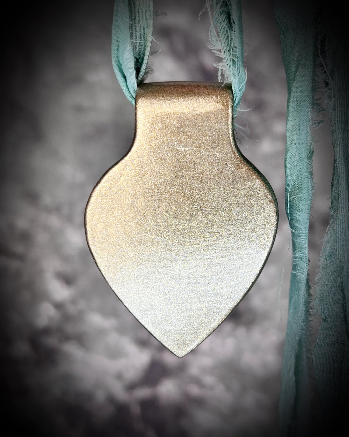 Dreamy handmade rainbow moonstone sculptural necklace in gold, hung from aqua recycled silk for an ethereal boho elegance. Perfect for summer travel, mothers day gifting, bridal shower gift or everyday magic!