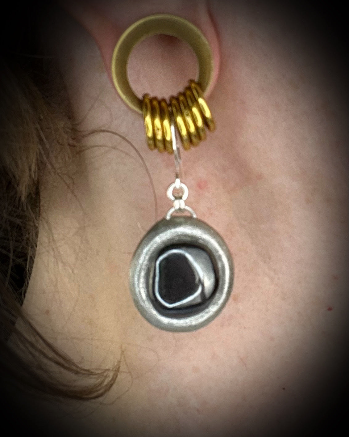Hematite grounding and protection jewelry, handmade hematite crystal earrings with sterling silver earring hooks.