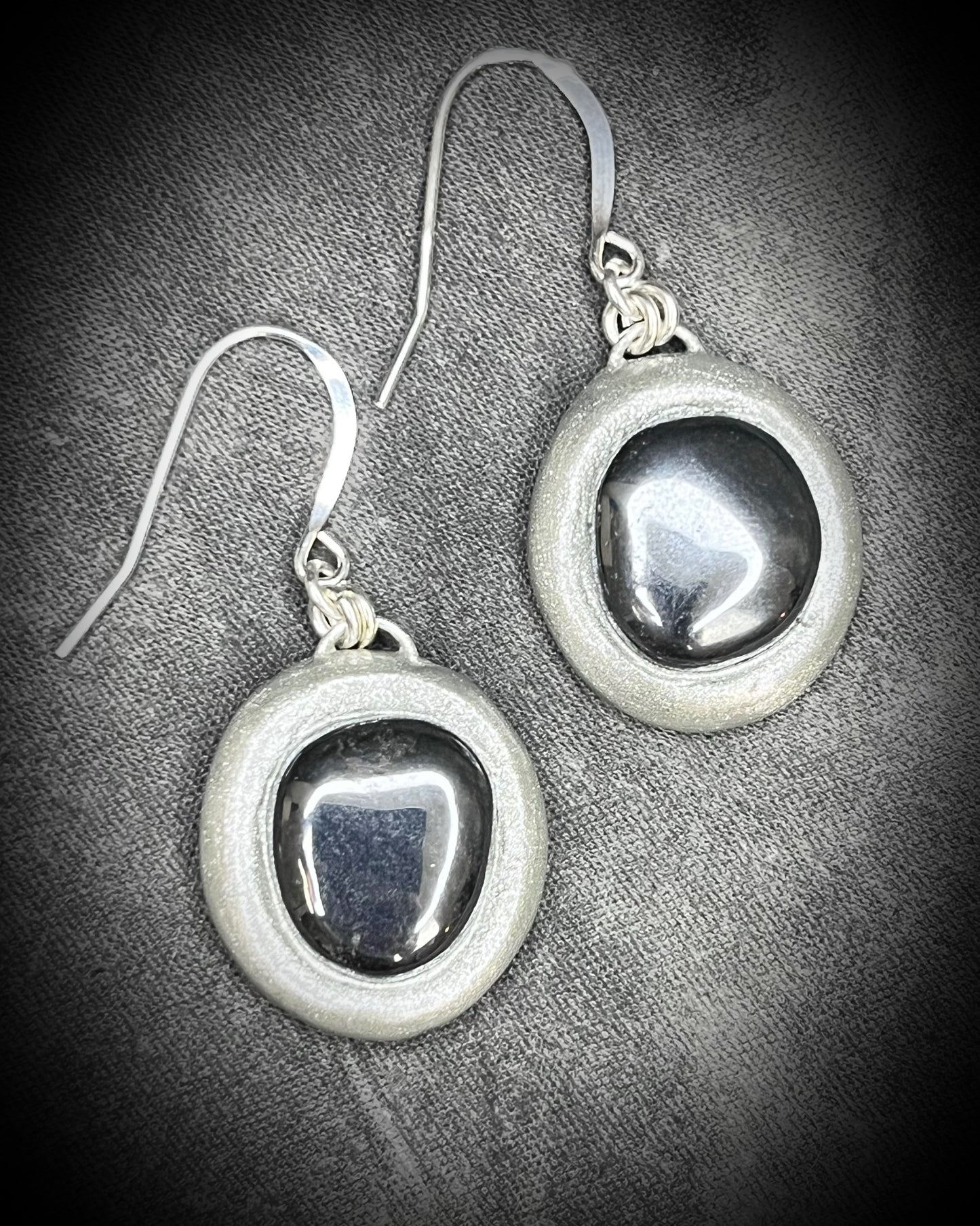 Hematite grounding and protection jewelry, handmade hematite crystal earrings with sterling silver earring hooks.