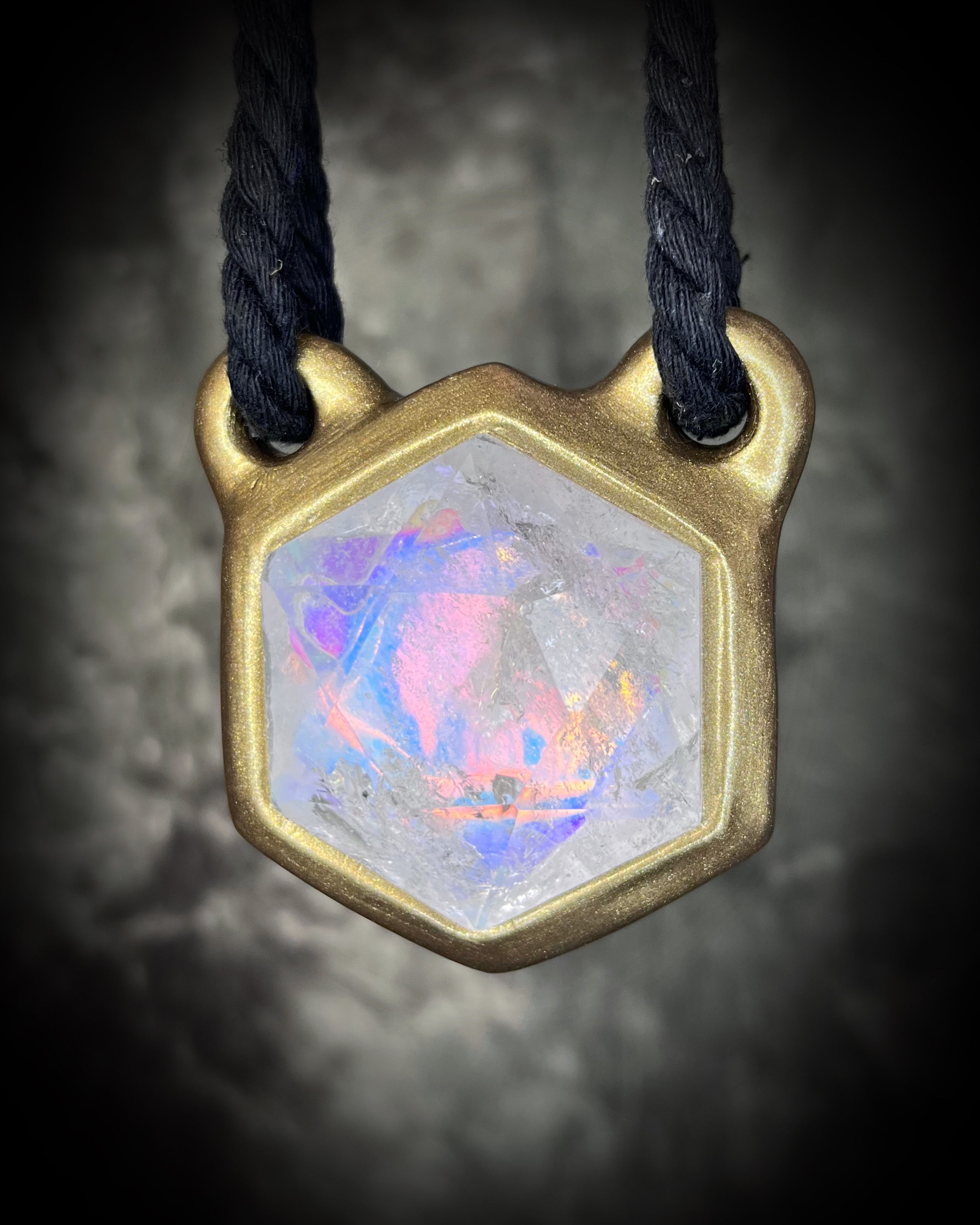Quartz XL Opalescent Hex Talisman