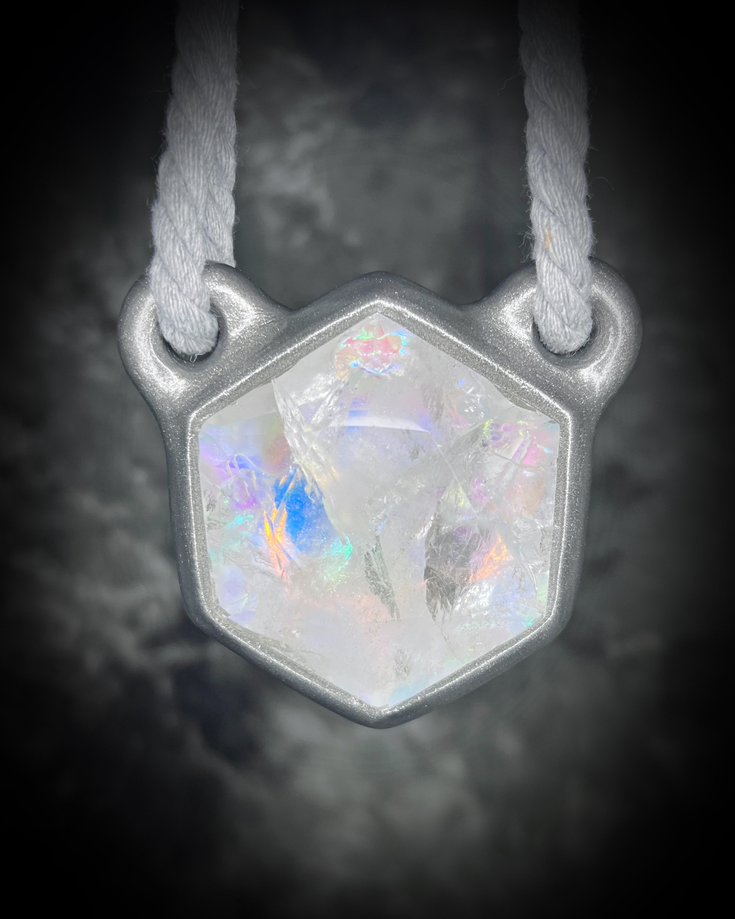 Quartz XL Opalescent Hex Talisman