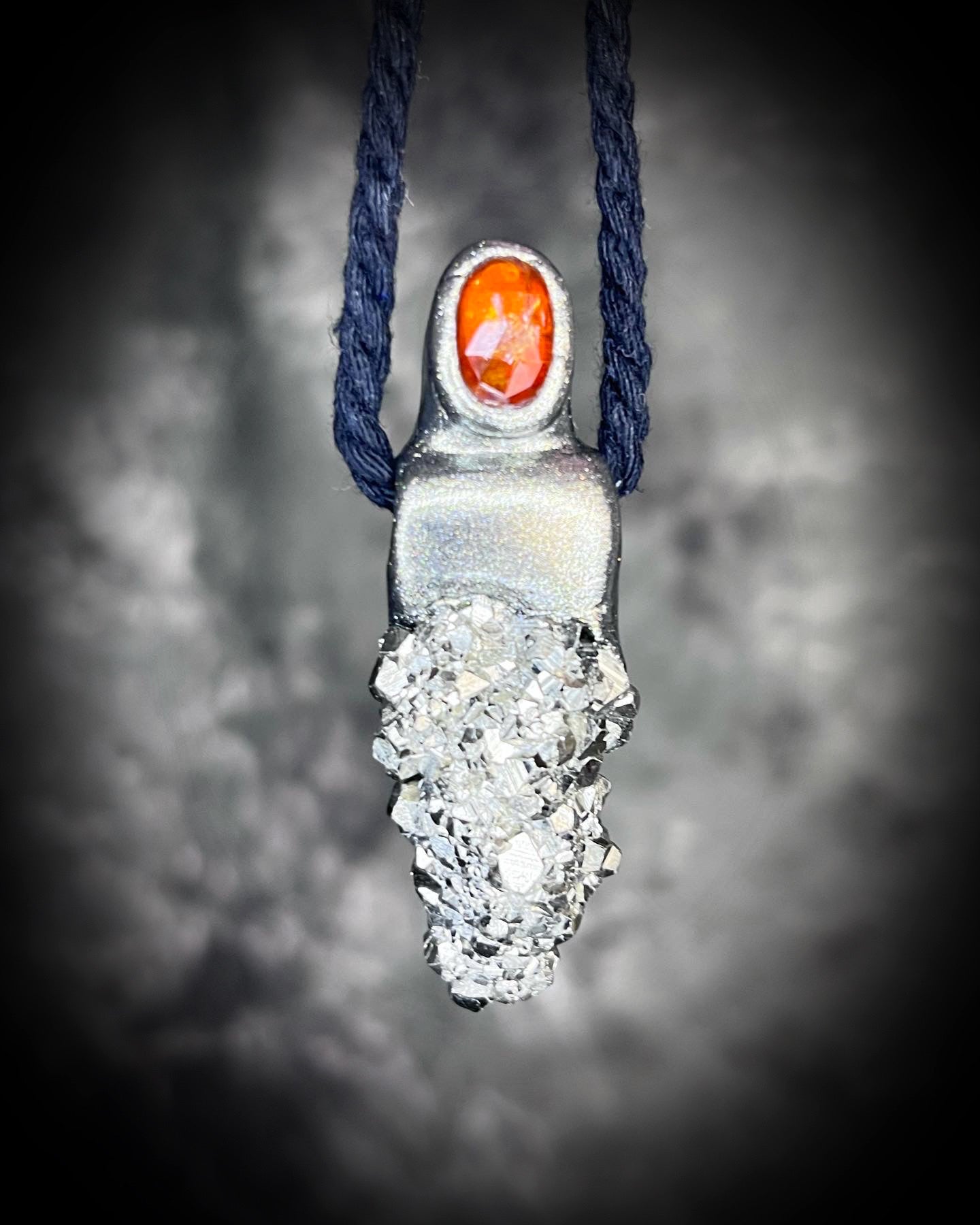 Sparkling Pyrite with Orange Kyanite Talisman