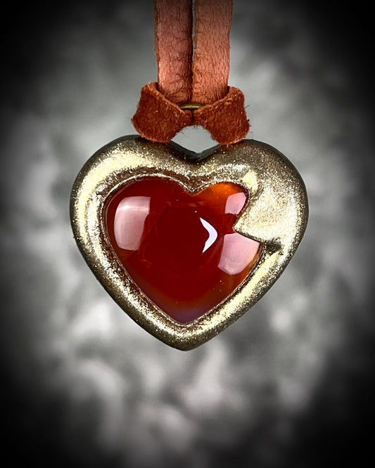  2026 Crystal of the year Carnelian crystal pendant on dark brown leather cord, in warm gold finish. Mystical jewelry for grounding energy, strength, motivation and bohemian vibes.