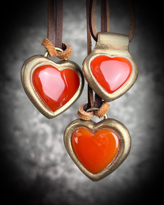 2026 Crystal of the year Carnelian heart shaped crystal pendant on dark brown leather cord, mystical jewelry for grounding energy, strength, motivation and warm bohemian vibes.