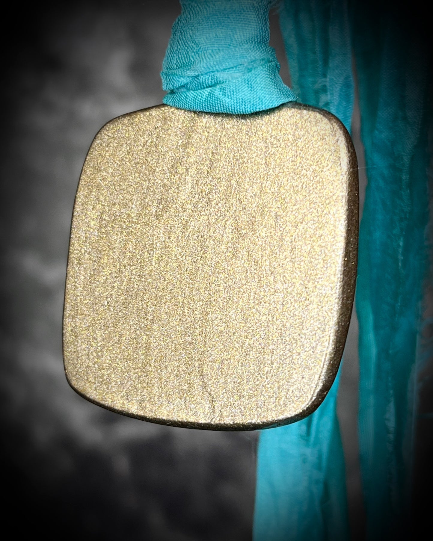Chrysocolla Handmade Gold Finish Pendant for Intuition and Calm - Soft Turquoise Recycled Silk Necklace for Her