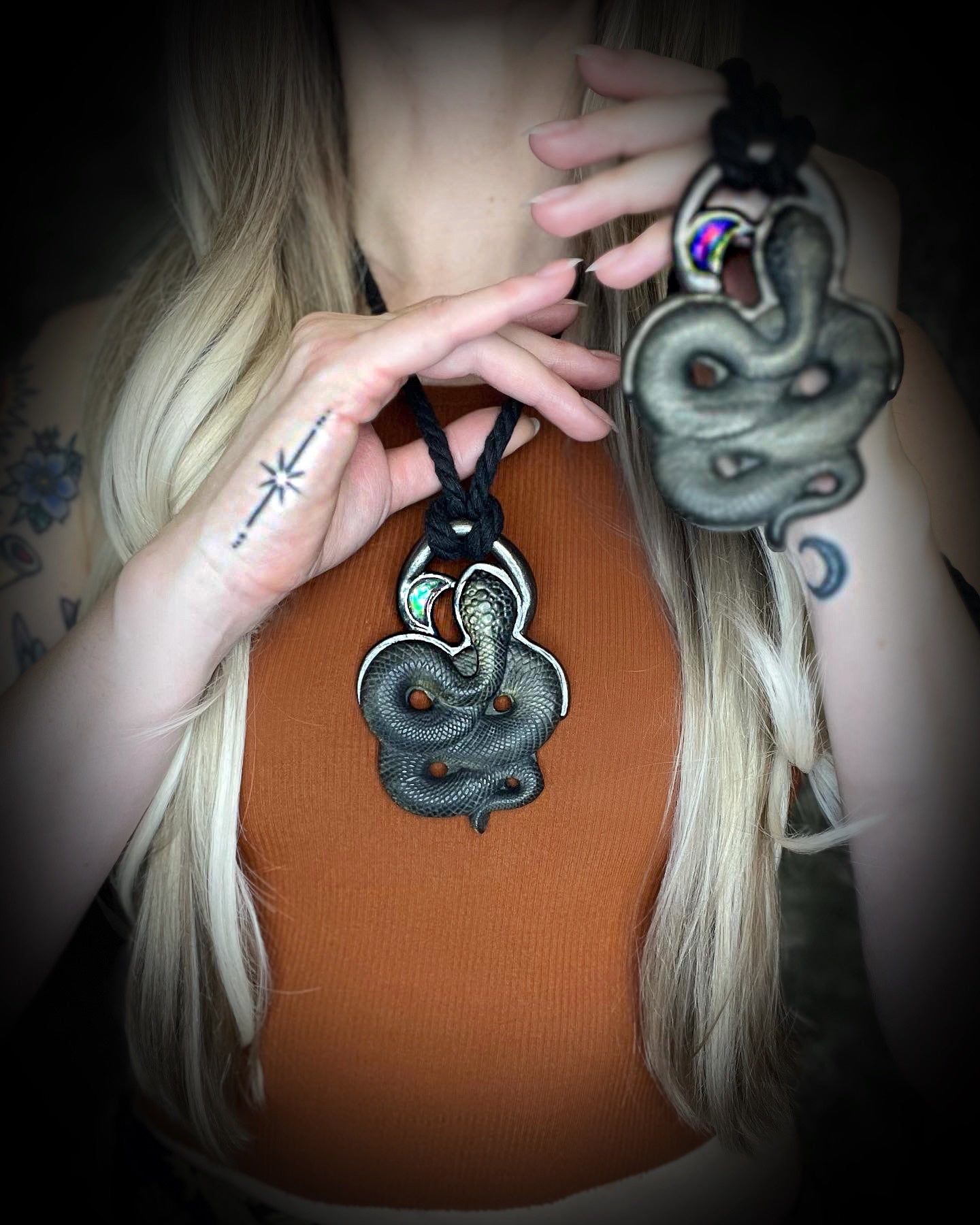 2025 Year of the Snake Crystal Healing Obsidian Talisman featuring HErkimer Diamond, Garnet, Moonstone, Amethyst and Opal.  Handmade New Year gemstone talisman for New Year Resolutions and Manifestation.