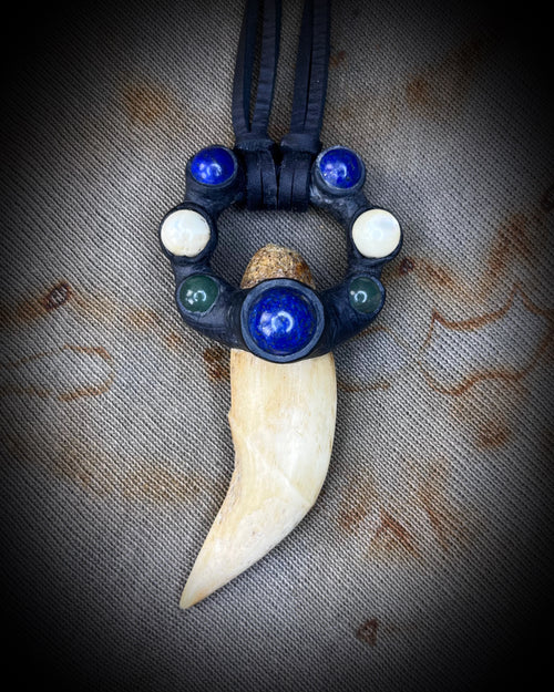 *Anothai Collection* Lapis Lazuli, Mother of Pearl, Horn, and Aventurine Talisman