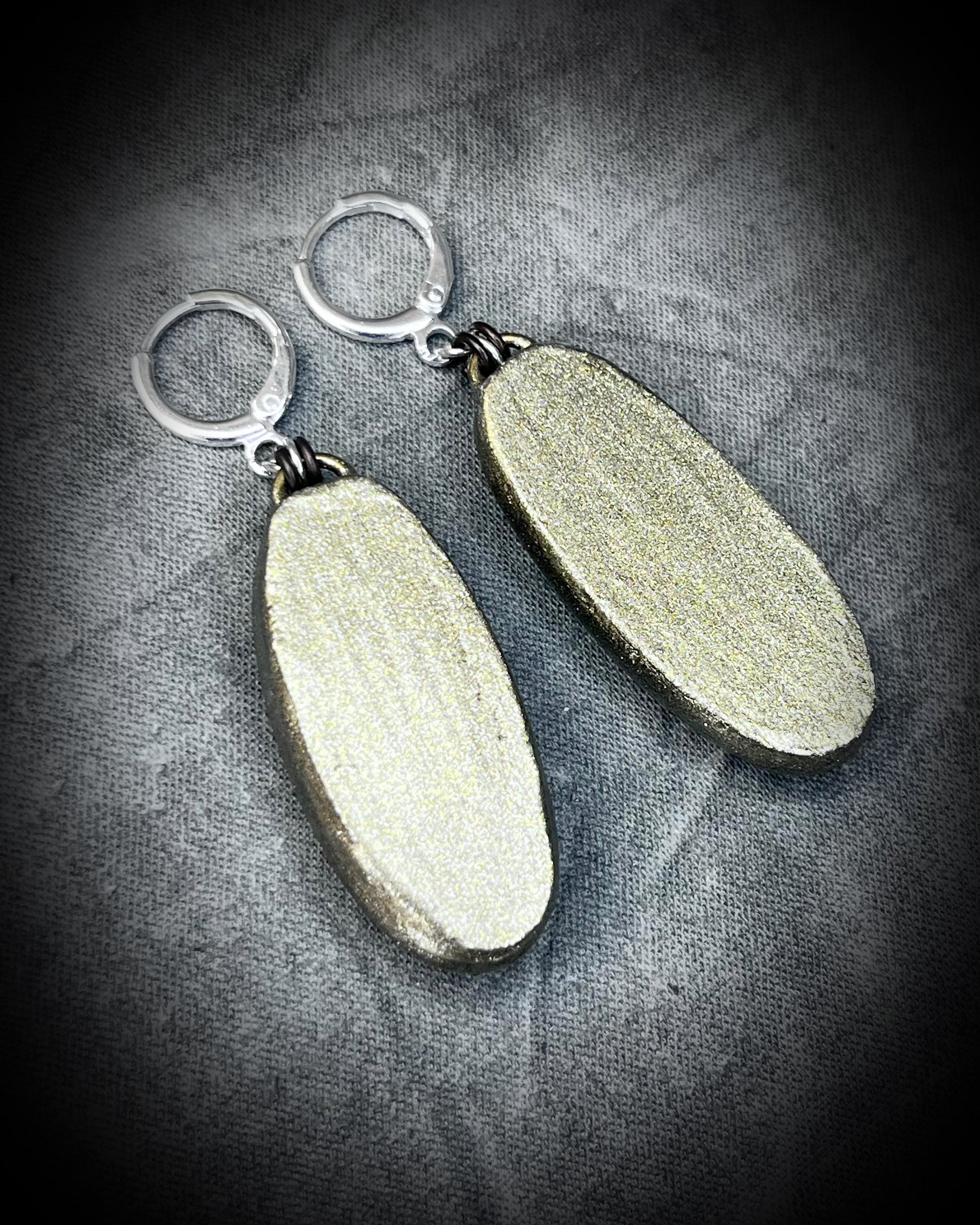 Sterling silver mixed metal gold dangle earrings, handmade green kyanite crystal gemstone earrings, holiday gift for her, made in the USA. 