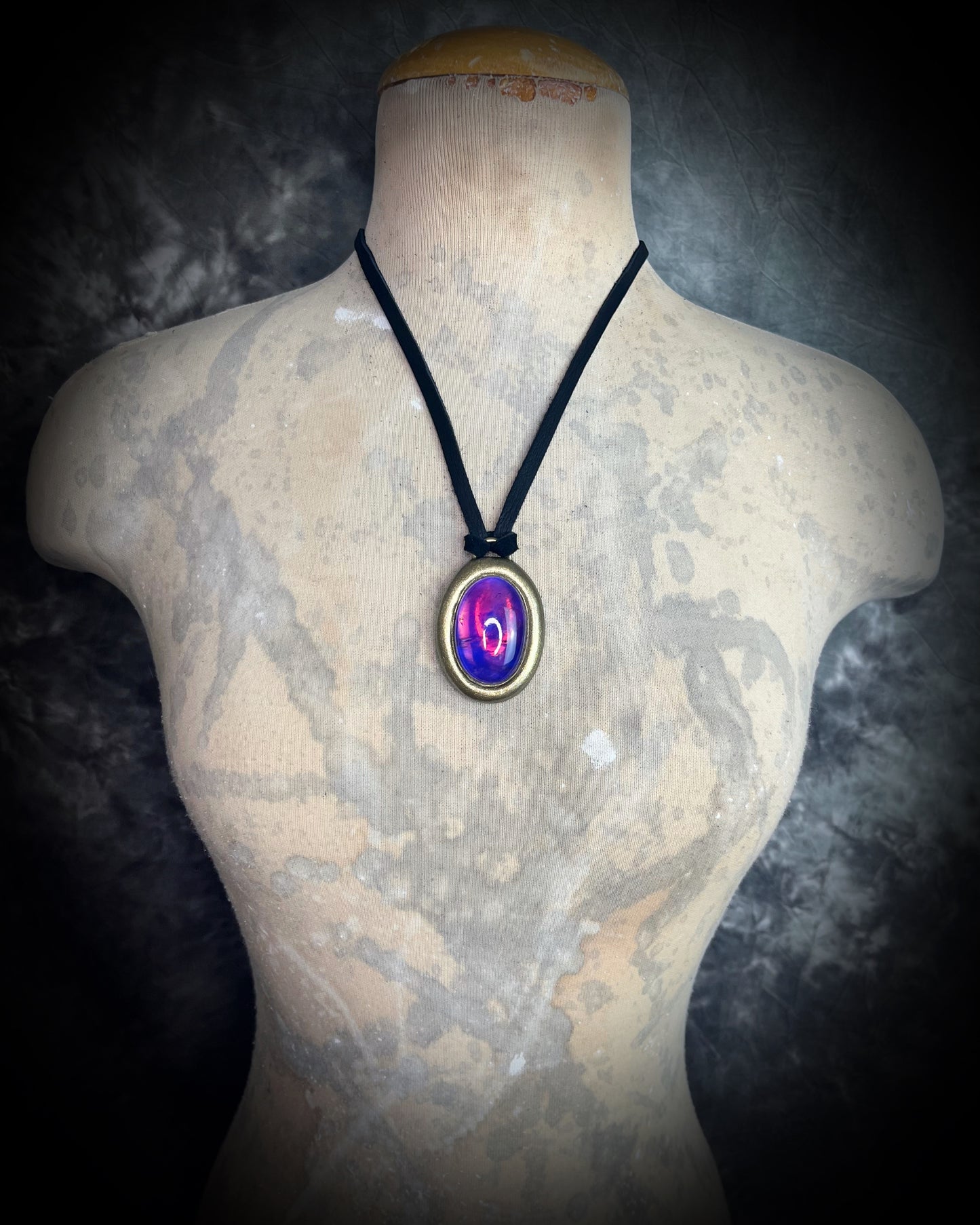 Amethyst Wearable Talisman Jewelry, Crystal Healing Handmade Necklace, Aquarius Zodiac Birthstone Jewelry, Mystical Artisan Jewelry on Black Leather