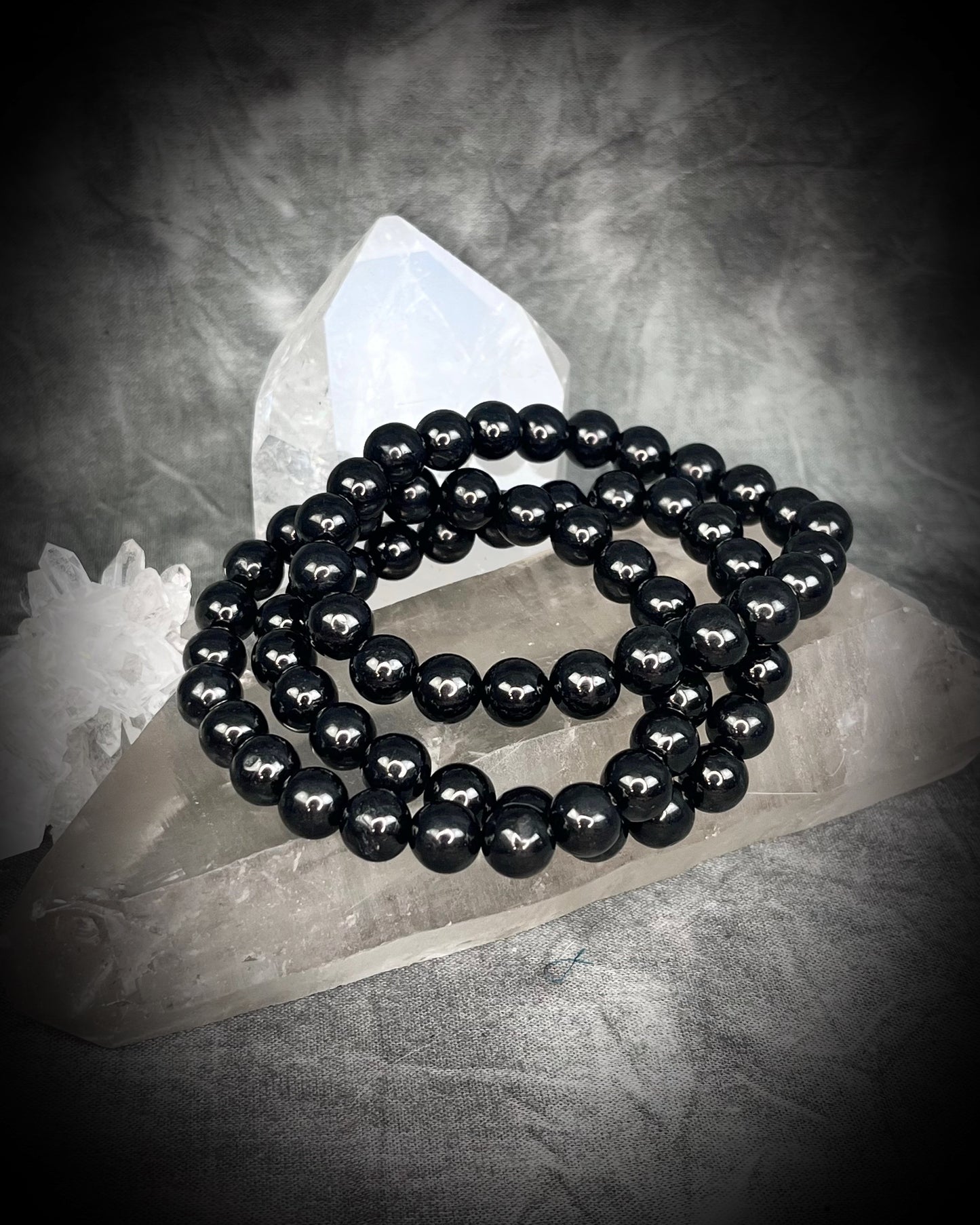 Jet, rare gemstone for mourning, Raw stone, natural crystal healing beaded bracelets for protection, grounding, emf shielding and gemstone magic!  
