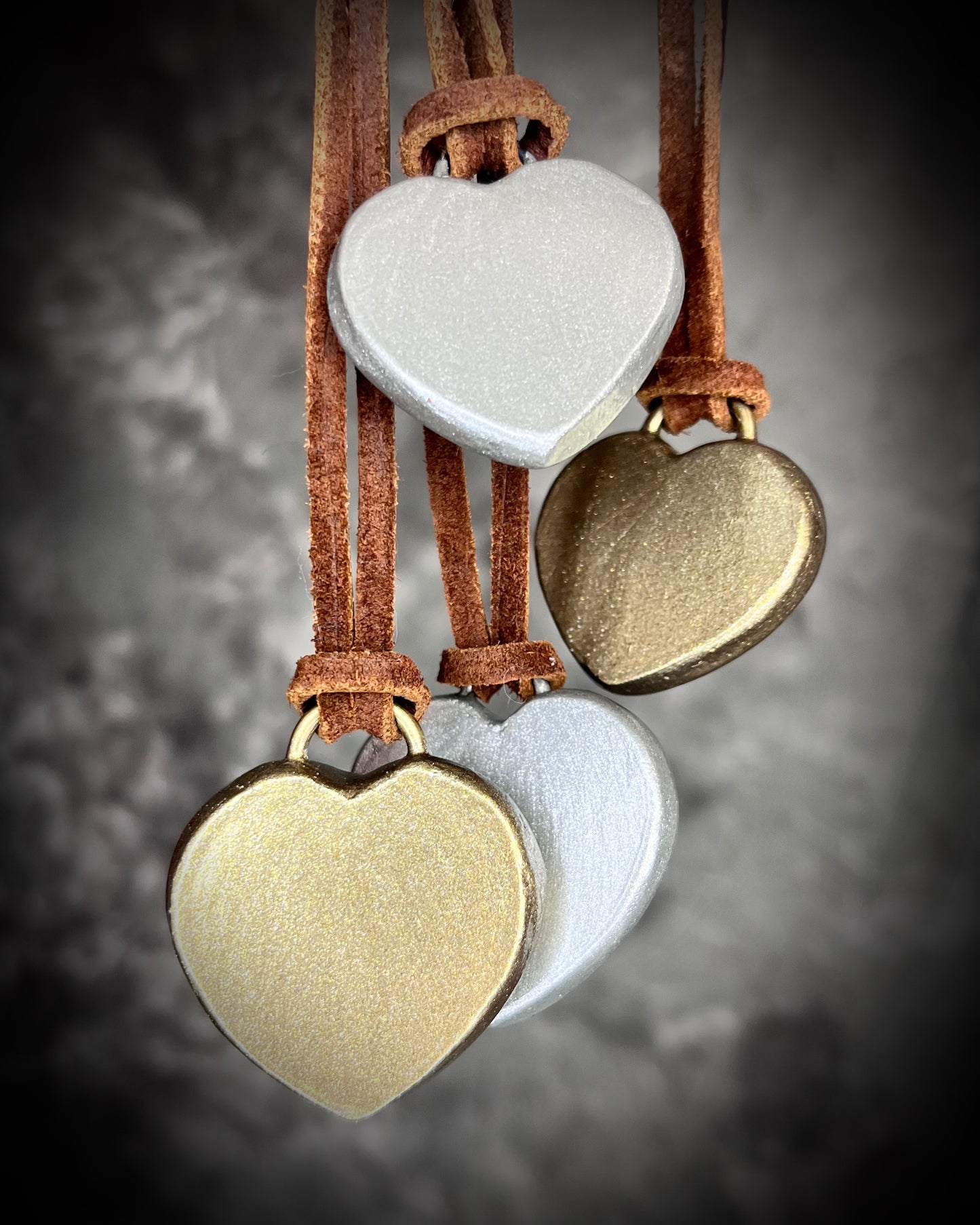 Amazonite crystal heart pendant necklace in gold or silver finish on brown leather cord — handmade bohemian crystal jewelry gift for her.