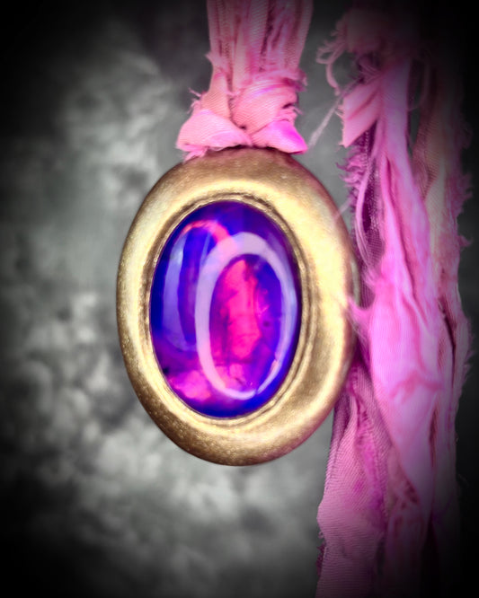 Amethyst Birthstone crystal healing handmade gold gemstone talisman. Summer jewelry, sustainable festival jewelry, pride parade jewelry, beach jewelry. 