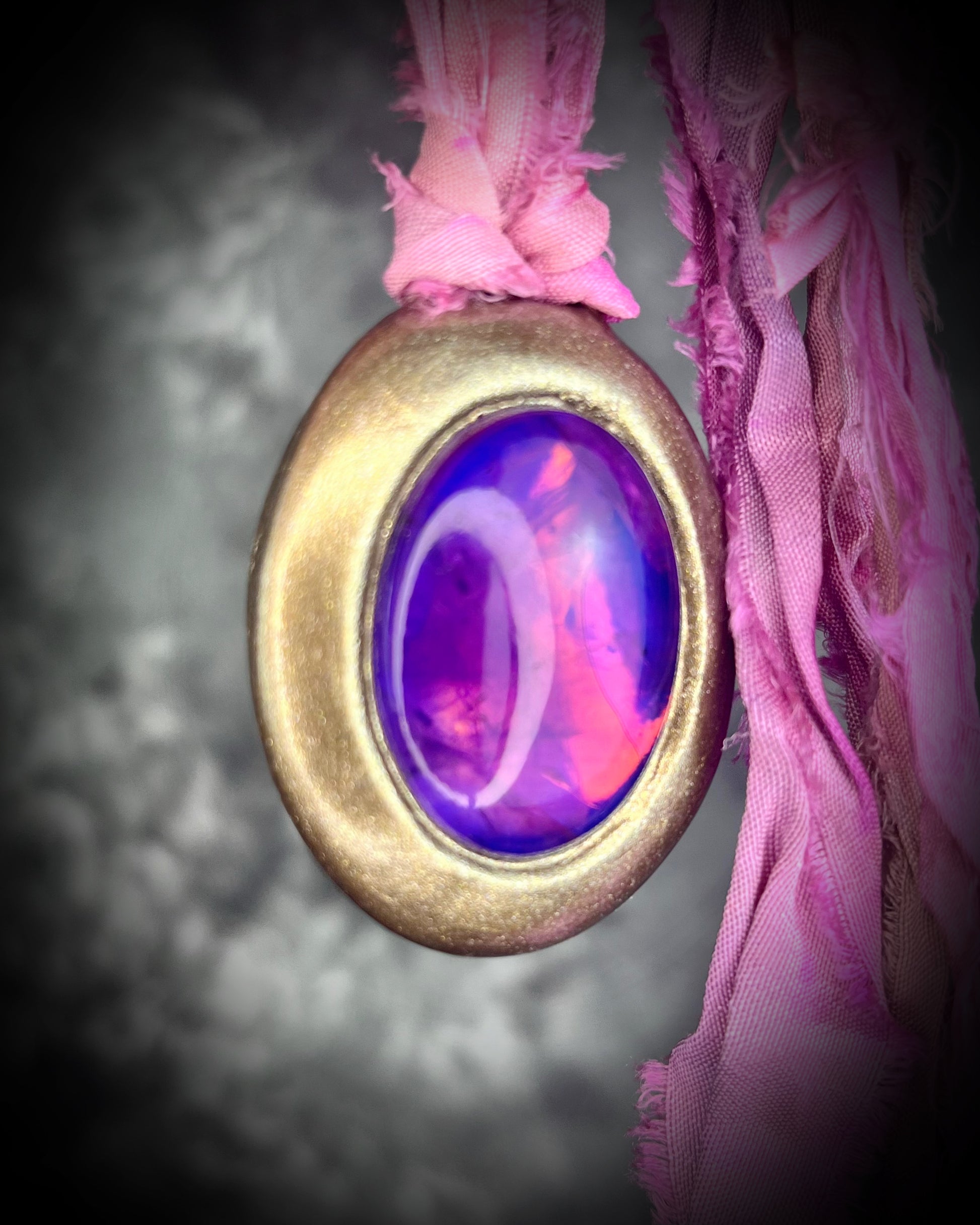 Amethyst Birthstone crystal healing handmade gold gemstone talisman. Summer jewelry, sustainable festival jewelry, pride parade jewelry, beach jewelry. 
