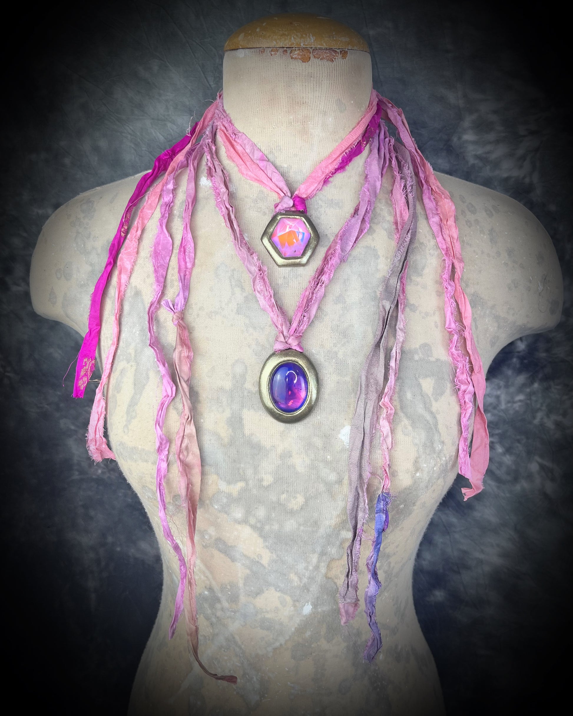 Amethyst Birthstone crystal healing handmade gold gemstone talisman. Summer jewelry, sustainable festival jewelry, pride parade jewelry, beach jewelry. 