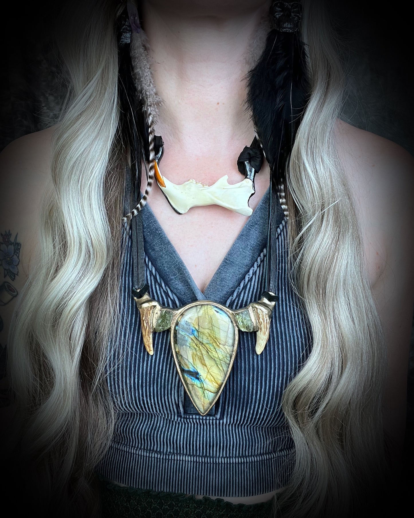 Porcupine Jaw Genuine Handmade Spirit Animal Macabre Talisman, Halloween Jewelry Gift for Her