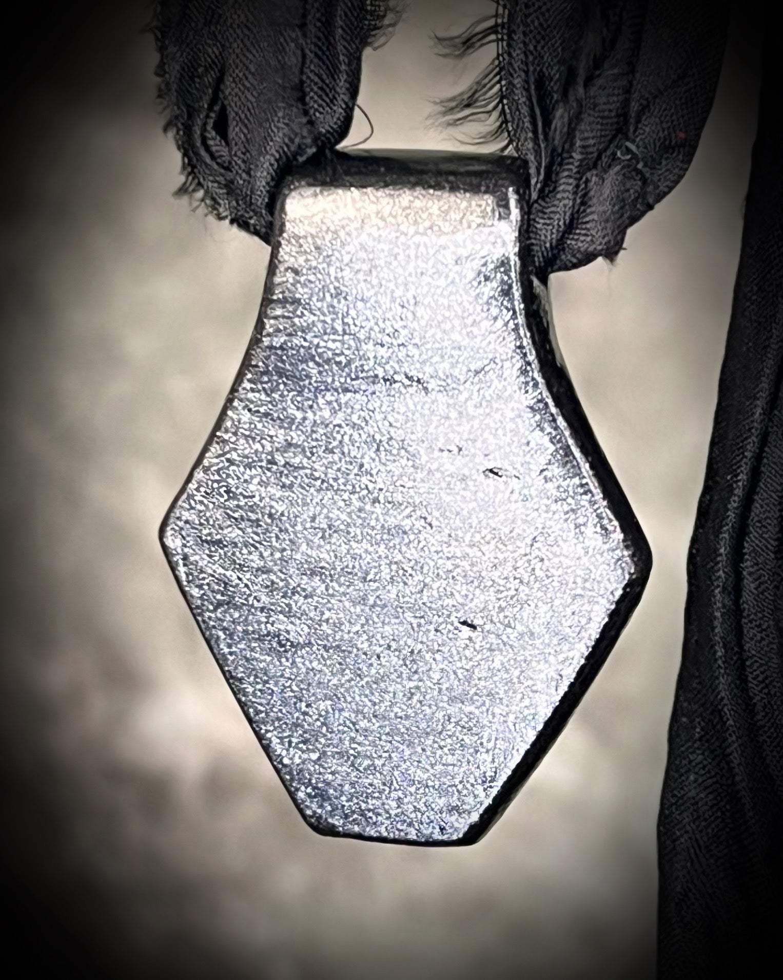Black rainbow quartz hexagon gemstone talisman necklace in gold or dark frame, witchy rockstar statement crystal pendant jewelry handmade in Baltimore Maryland
