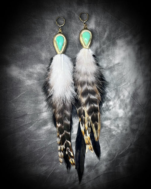 Feather and Chrysoprase Earrings