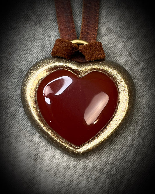Carnelian crystal handmade heart shaped pendants. 2026 Crystal of the year gemstone talisman gift for her. 