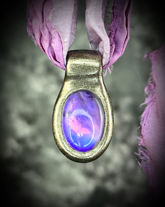 Amethyst Crystal Healing Handmade Talisman and Aquarius Zodiac Birthstone Jewelry on Recycled Silk