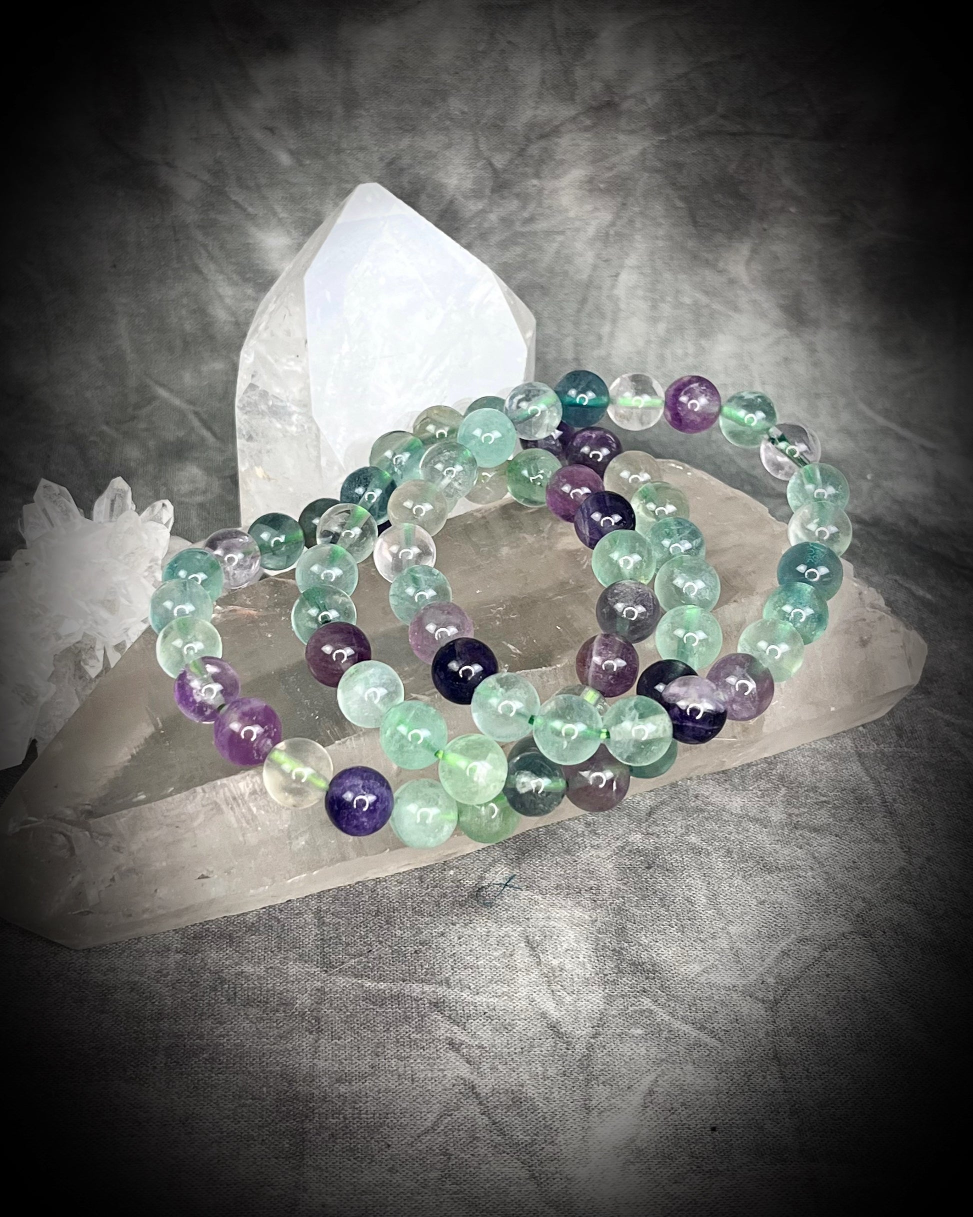 Raw stone, natural crystal healing beaded bracelets for protection, grounding, emf shielding and gemstone magic!  Crystal stacking bracelets for modern maximalism and dopamine dressing!