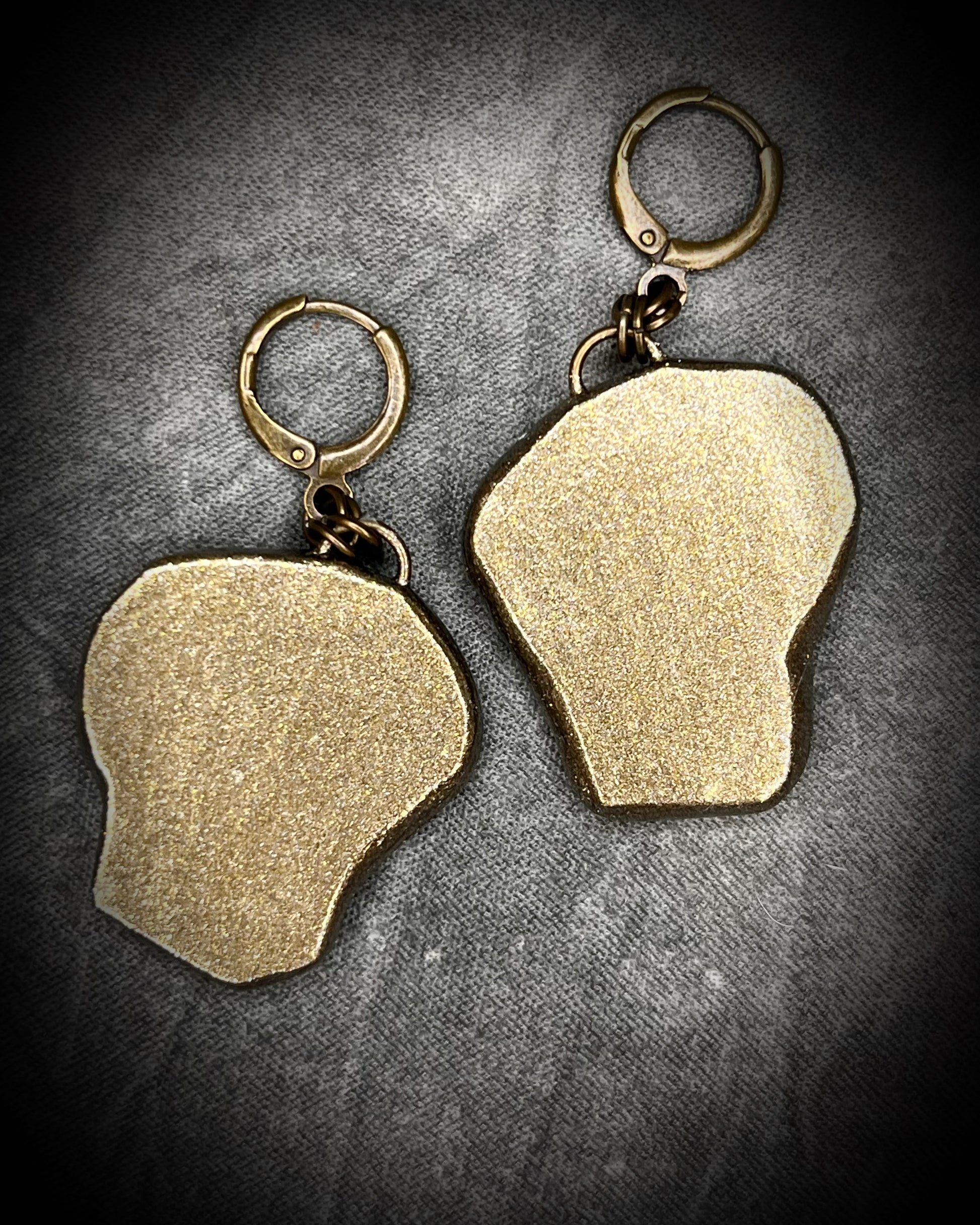 Handmade lepidolite crystal earrings with soft purple gemstone stones on gold finish hypoallergenic brass huggie hooks, created by Baltimore crystal jewelry artist Become Spellbound.